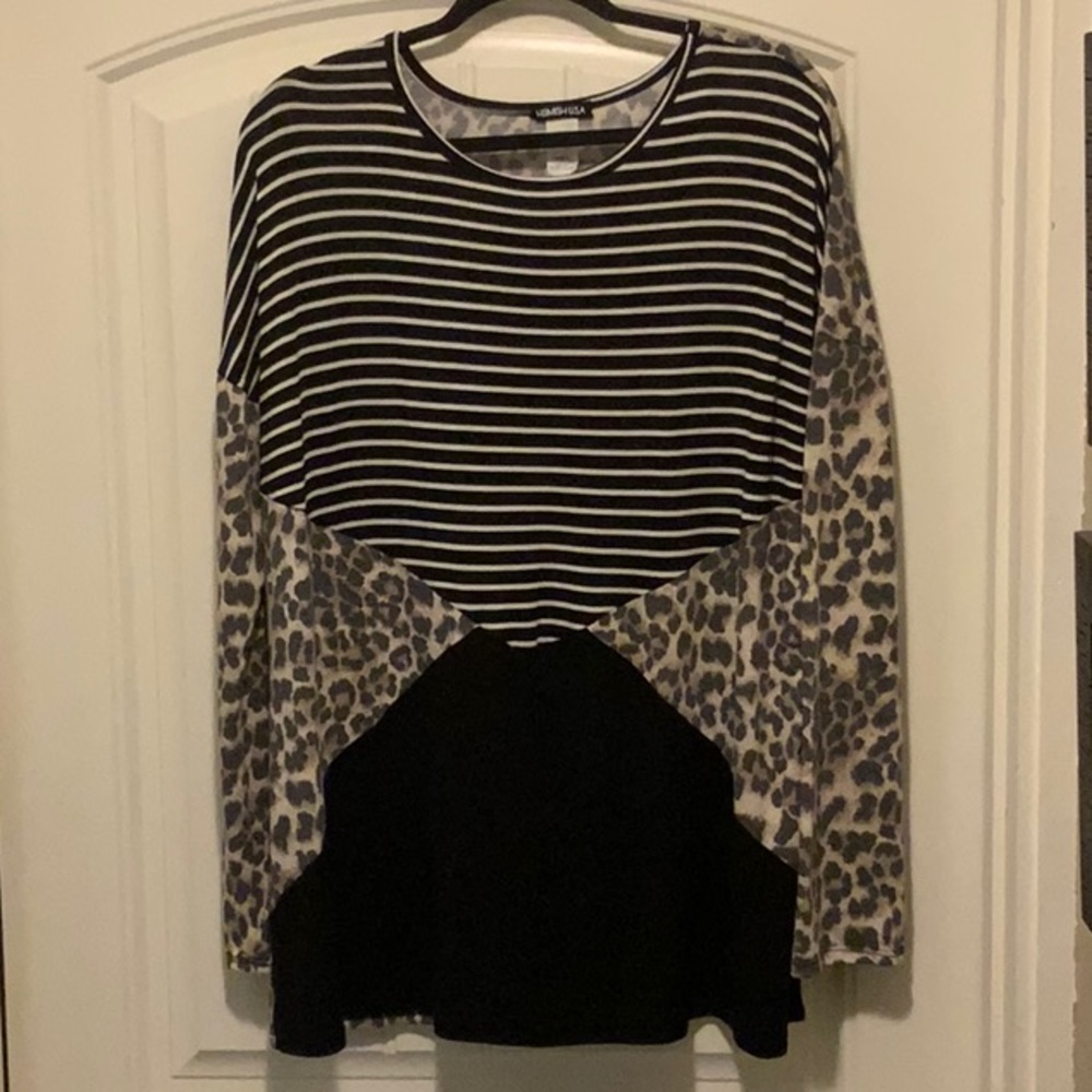 C
HEMISH USA LEOPARD, BLACK, AND STRIPED TUNIC